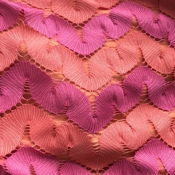 JUDITH March Orange Pink Chevron lace Dress medium - Picture 7 of 12